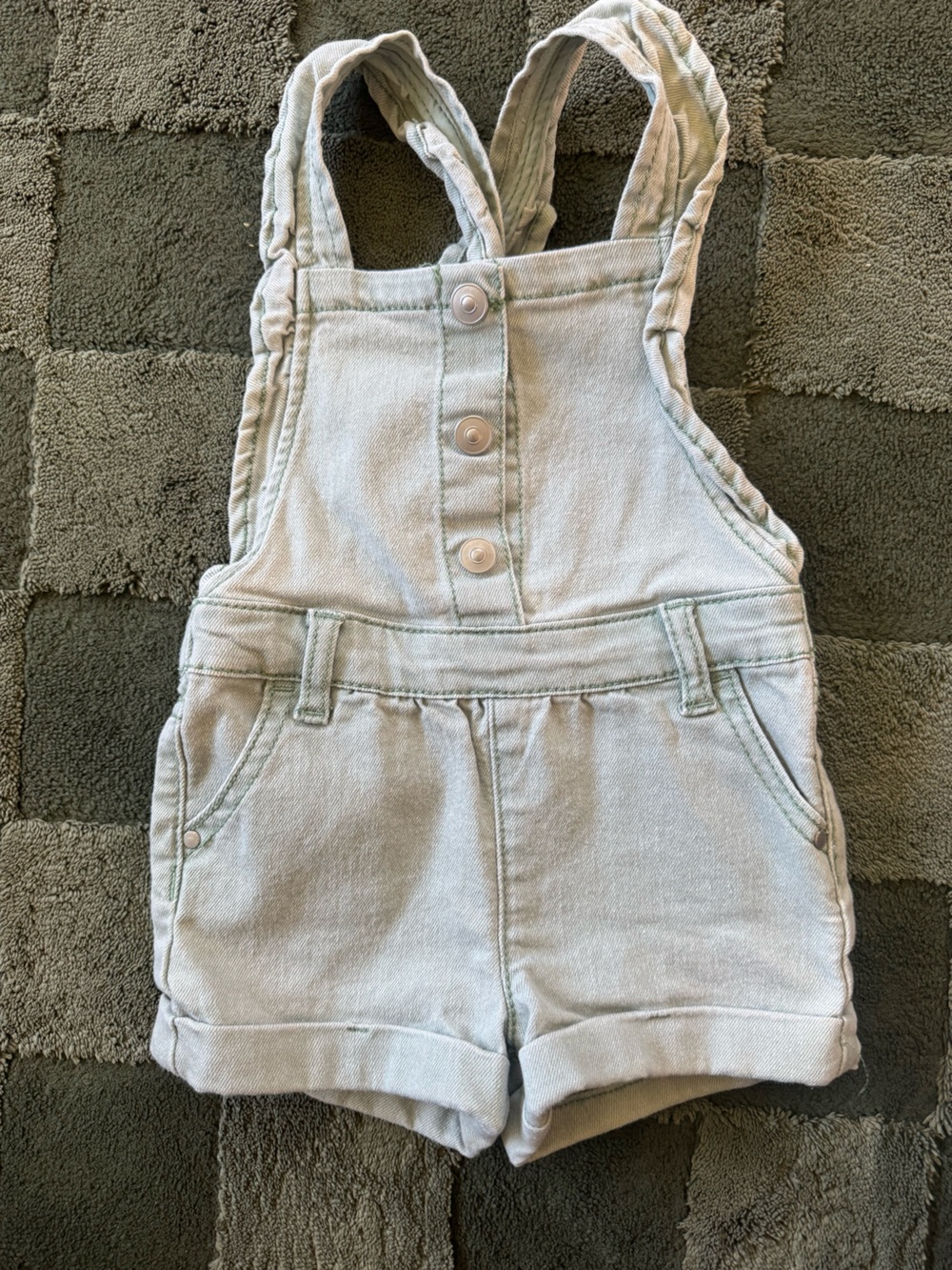Light Wash teal Denim Overall Dress - Pale teal